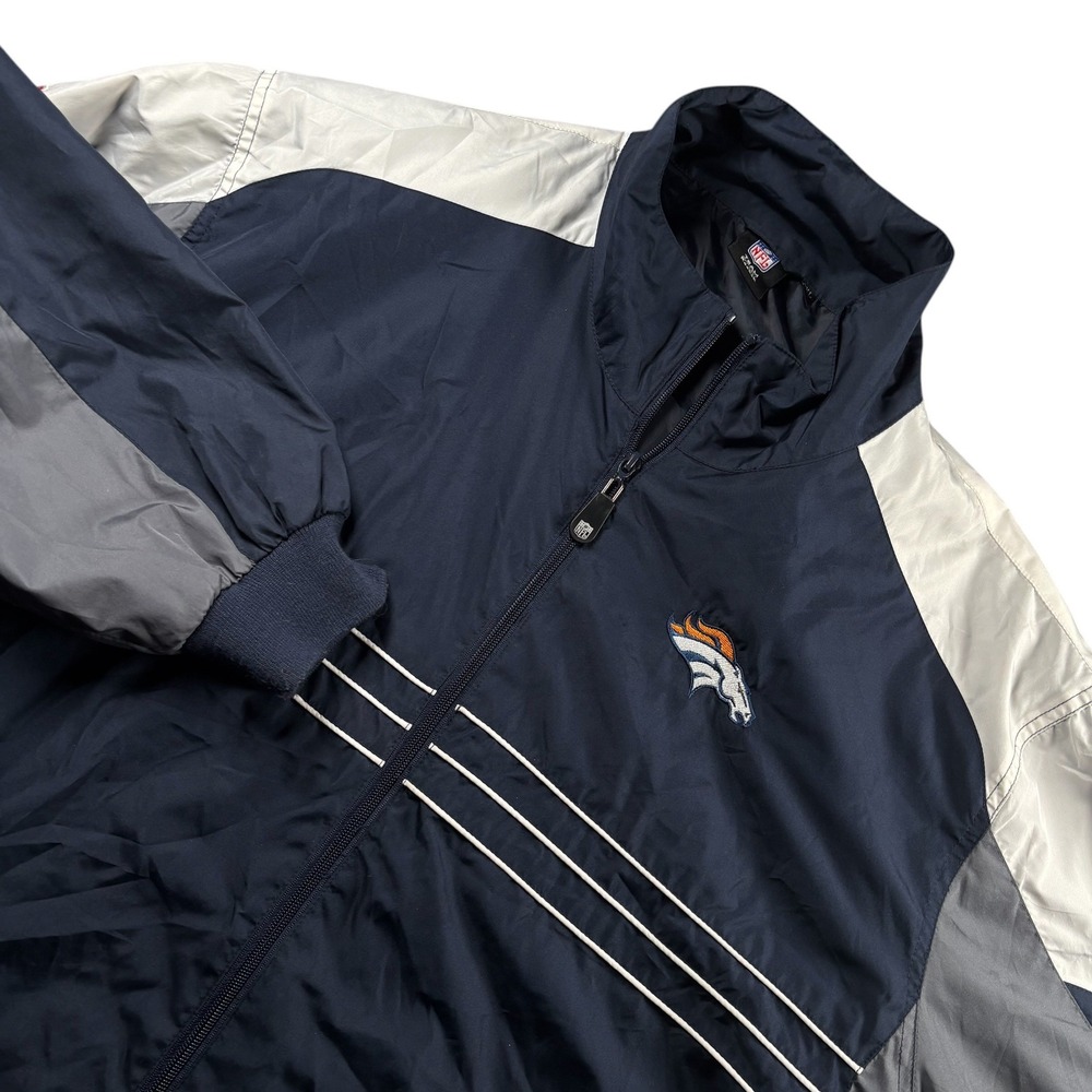 VTG Reebok Denver‎ Broncos NFL Windbreaker Jacket Mens 2XL Full Zip Colorblock